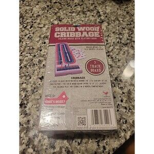 Cardinal Solid Wood Cribbage Set Folding‎ 3 Track Board with Playing Cards